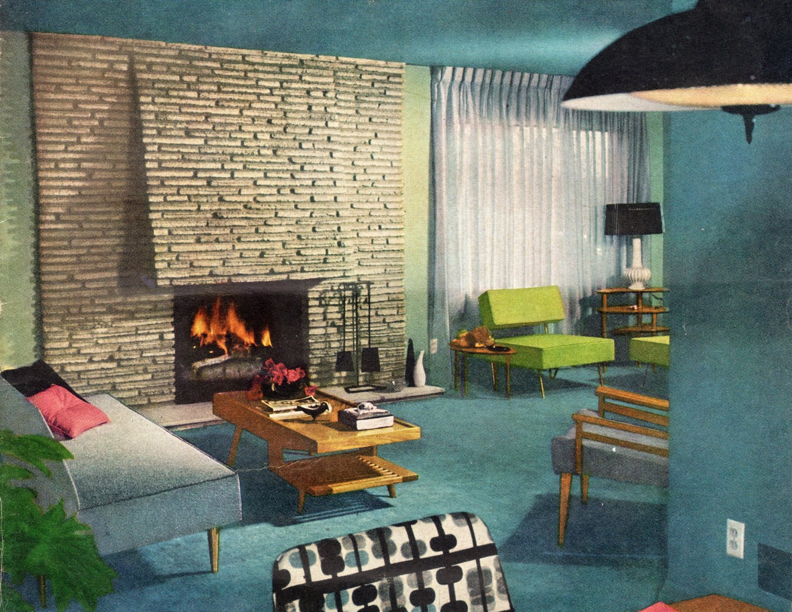 living room 1960s decor