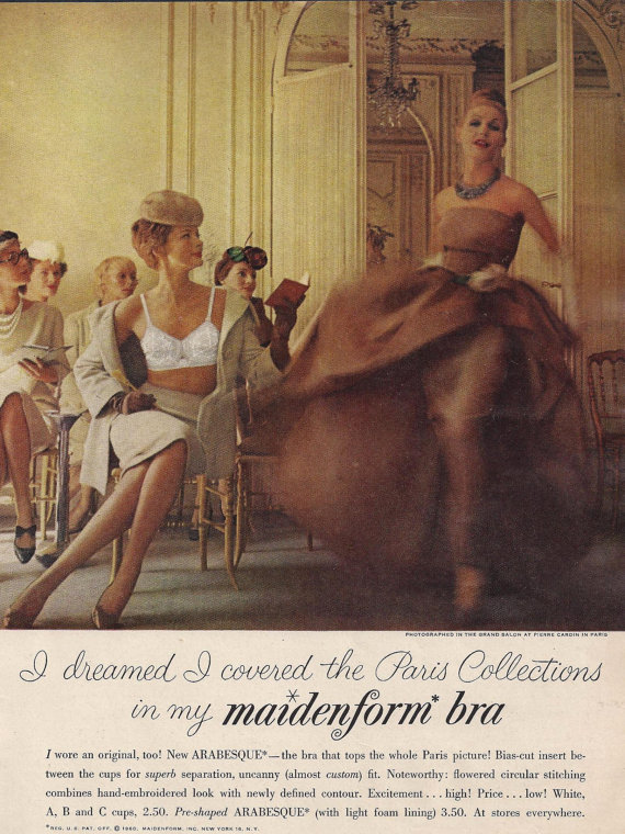 1958 Ad Vintage Maidenform Bra Twice-Over Long-Line I Dreamed Movie St –  Period Paper Historic Art LLC